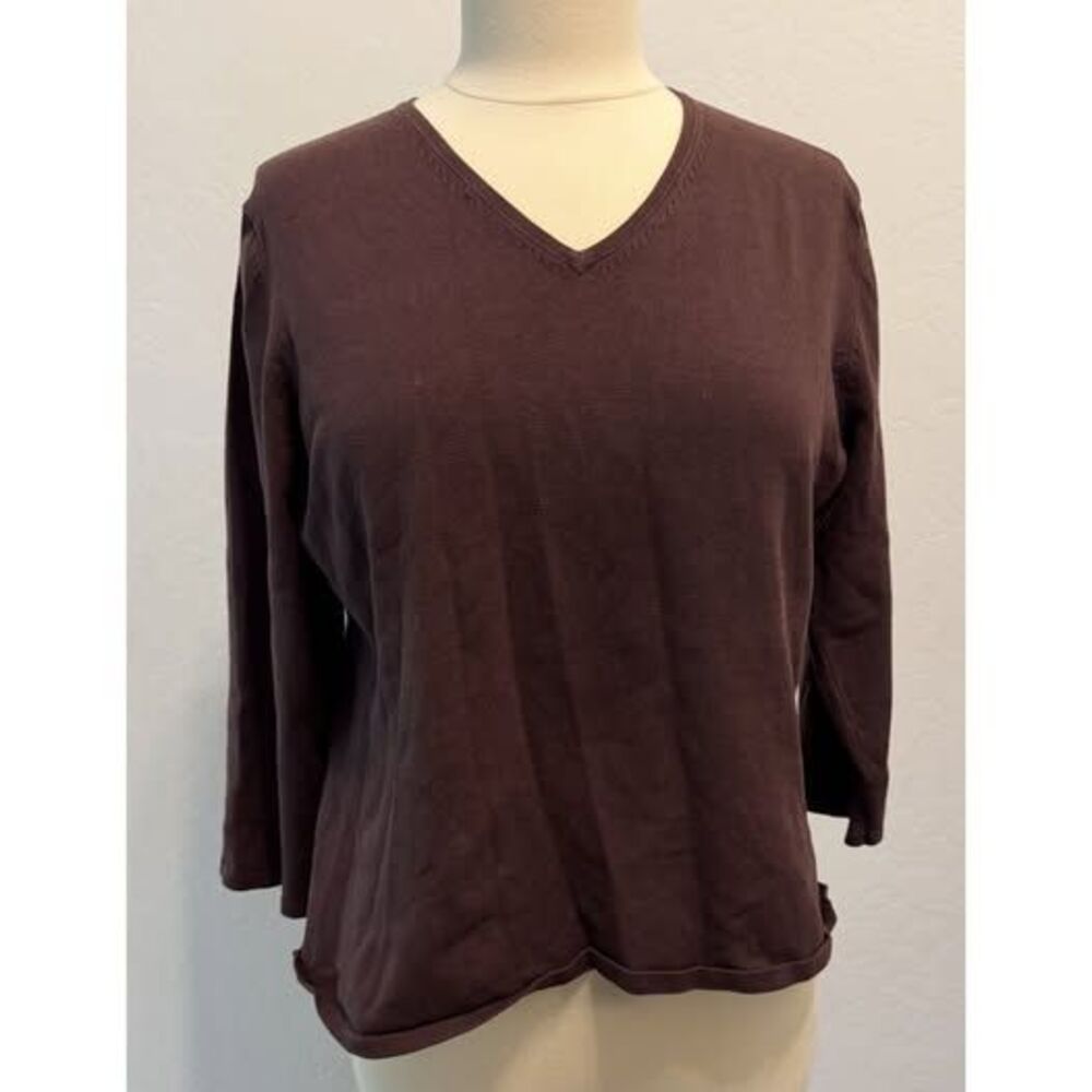 Spenser Jeremy V-Neck Knit Top – Women's XL – Burgundy Long Sleeve Shirt